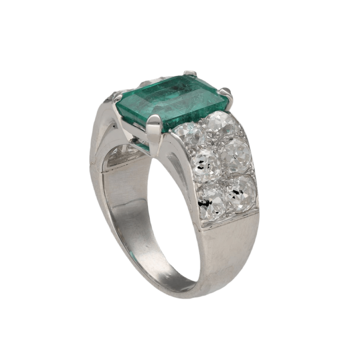 Bague CHAUMET en platine, émeraude et diamants - Castafiore