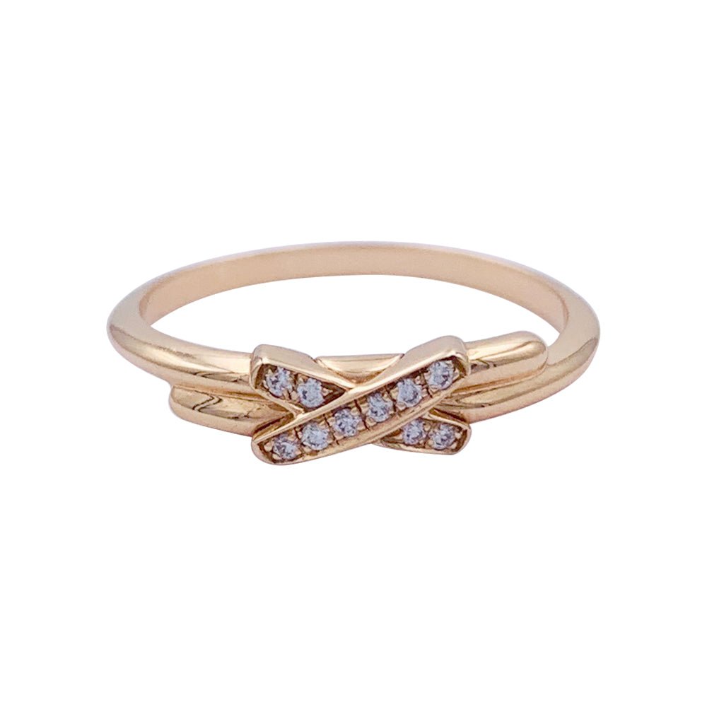 Bague CHAUMET, "Jeux de Liens" en or rose et diamants. - Castafiore