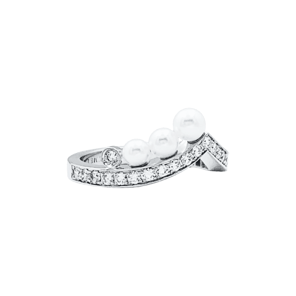 Bague CHAUMET "Joséphine Aigrette" en or blanc, perles et diamants - Castafiore