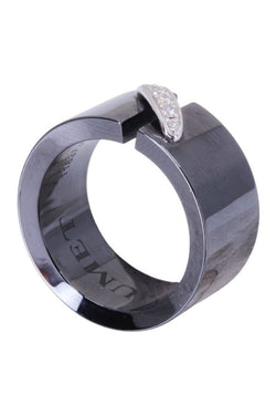 Bague CHAUMET, "Lien" en or blanc, céramique et diamants - Castafiore