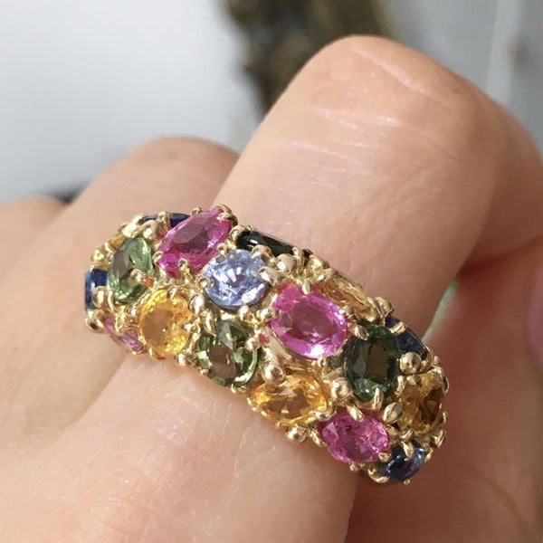 Bague CHAUMET Tutti - Frutti en or jaune 18K sertie de saphirs - Castafiore