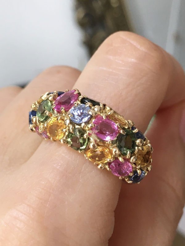 Bague CHAUMET Tutti - Frutti en or jaune 18K sertie de saphirs - Castafiore