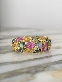 Bague CHAUMET Tutti-Frutti en or jaune 18K sertie de saphirs