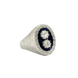 Bague Chevalière ANELLO en or blanc, émail et diamants - Castafiore