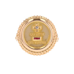 Bague Chevalière AUGIS en or jaune, rubis et diamant - Castafiore