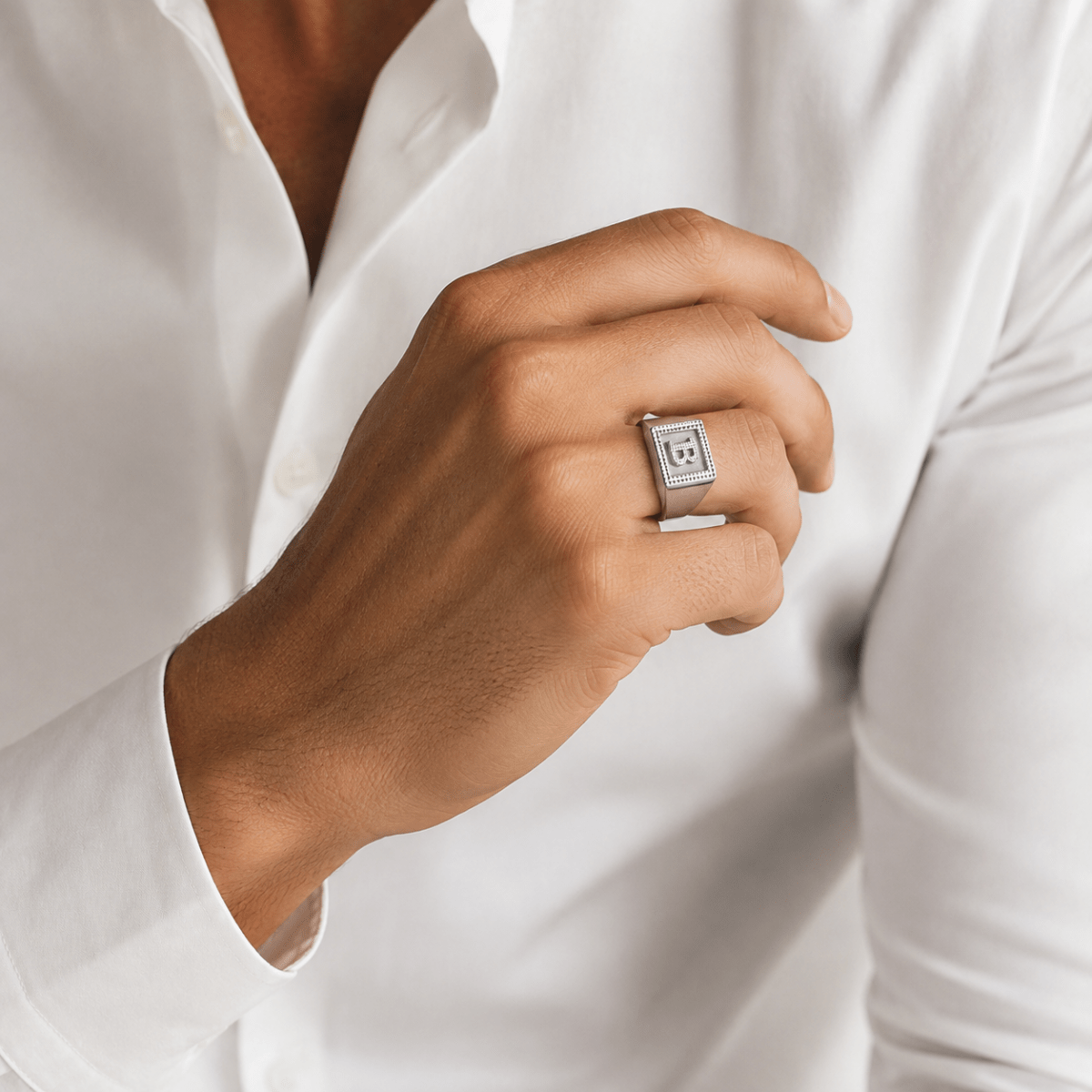 Bague Chevalière en or blanc - Castafiore