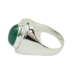 Bague Chevalière en or blanc, agate et diamants - Castafiore