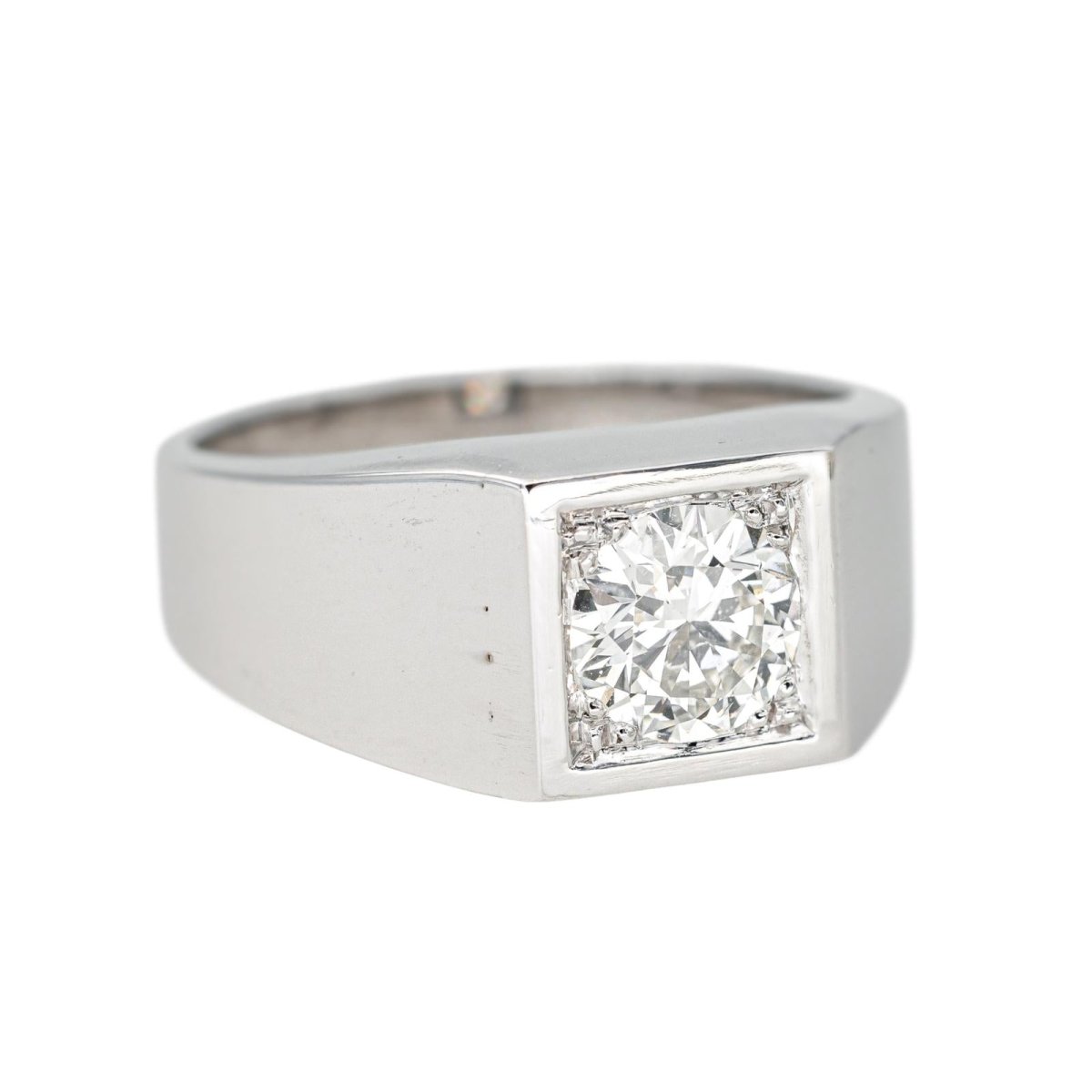 Bague Chevalière en or blanc et diamant - Castafiore