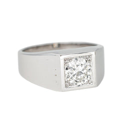 Bague Chevalière en or blanc et diamant - Castafiore