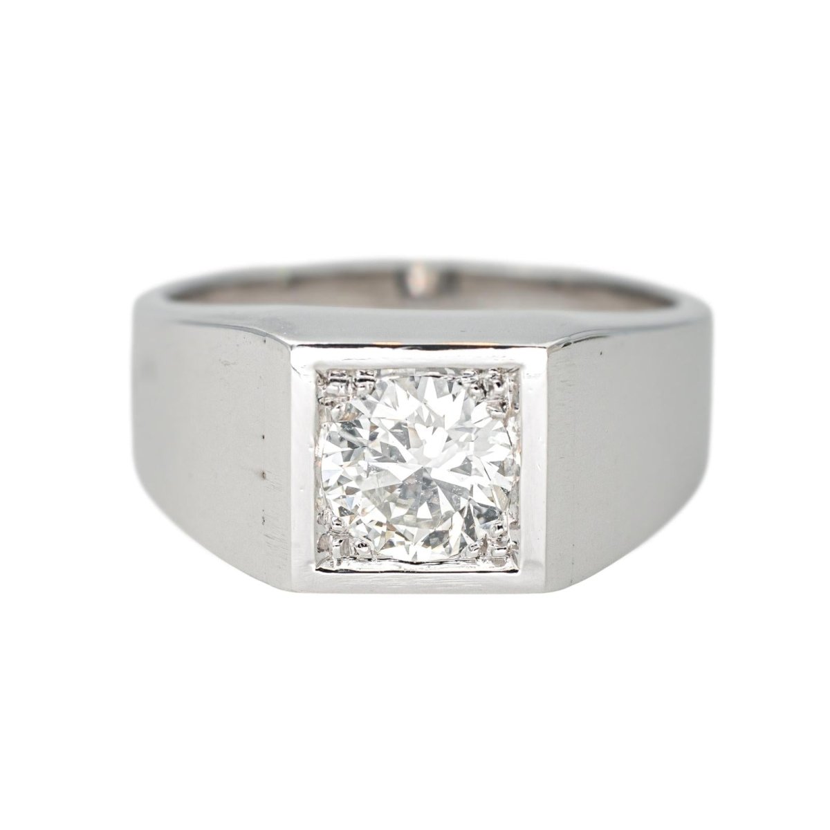 Bague Chevalière en or blanc et diamant - Castafiore
