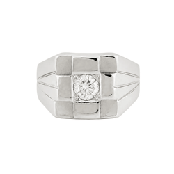 Bague Chevalière en or blanc et diamant - Castafiore