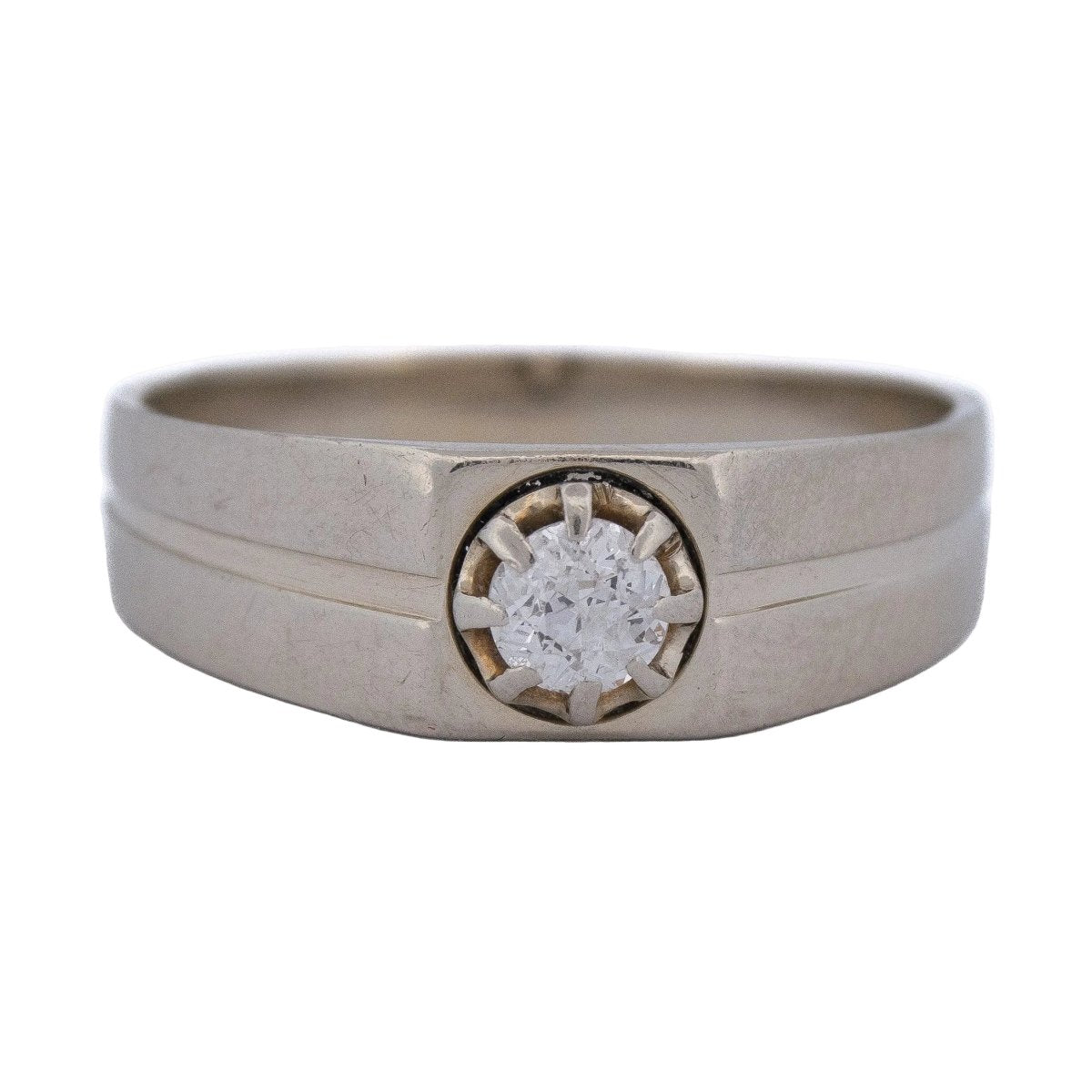 Bague Chevalière en or blanc et diamant - Castafiore