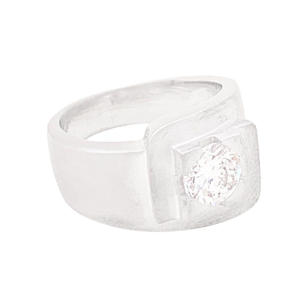 Bague Chevalière en or blanc et diamant - Castafiore