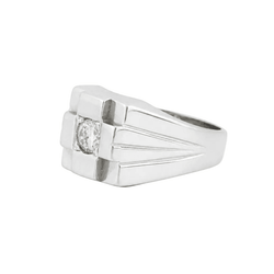 Bague Chevalière en or blanc et diamant - Castafiore