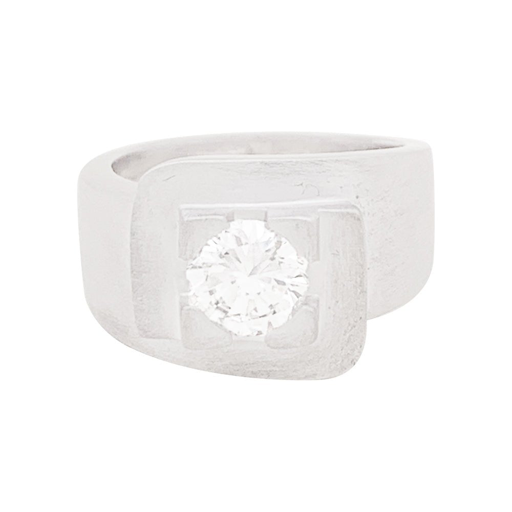 Bague Chevalière en or blanc et diamant - Castafiore