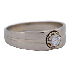 Bague Chevalière en or blanc et diamant - Castafiore
