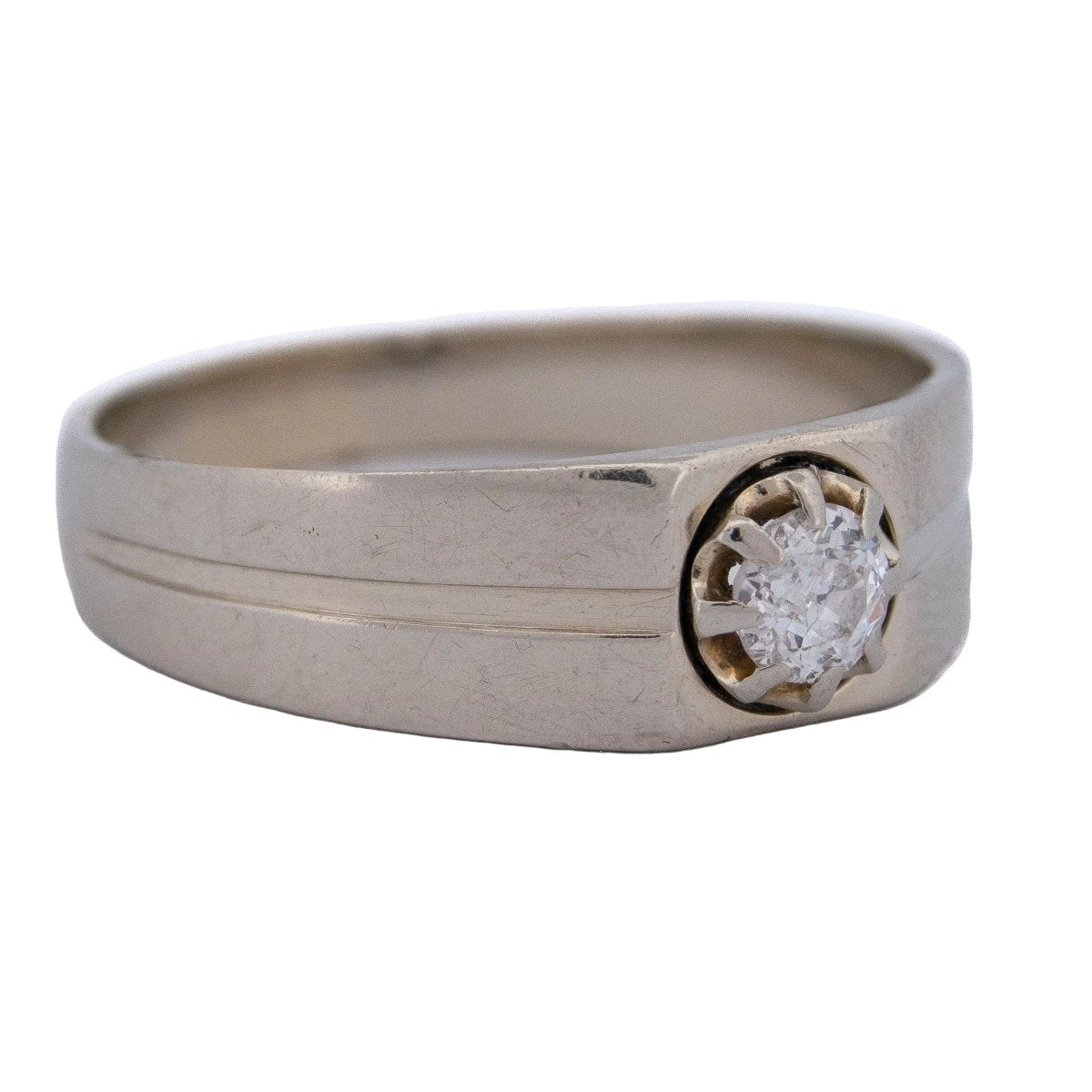 Bague Chevalière en or blanc et diamant - Castafiore