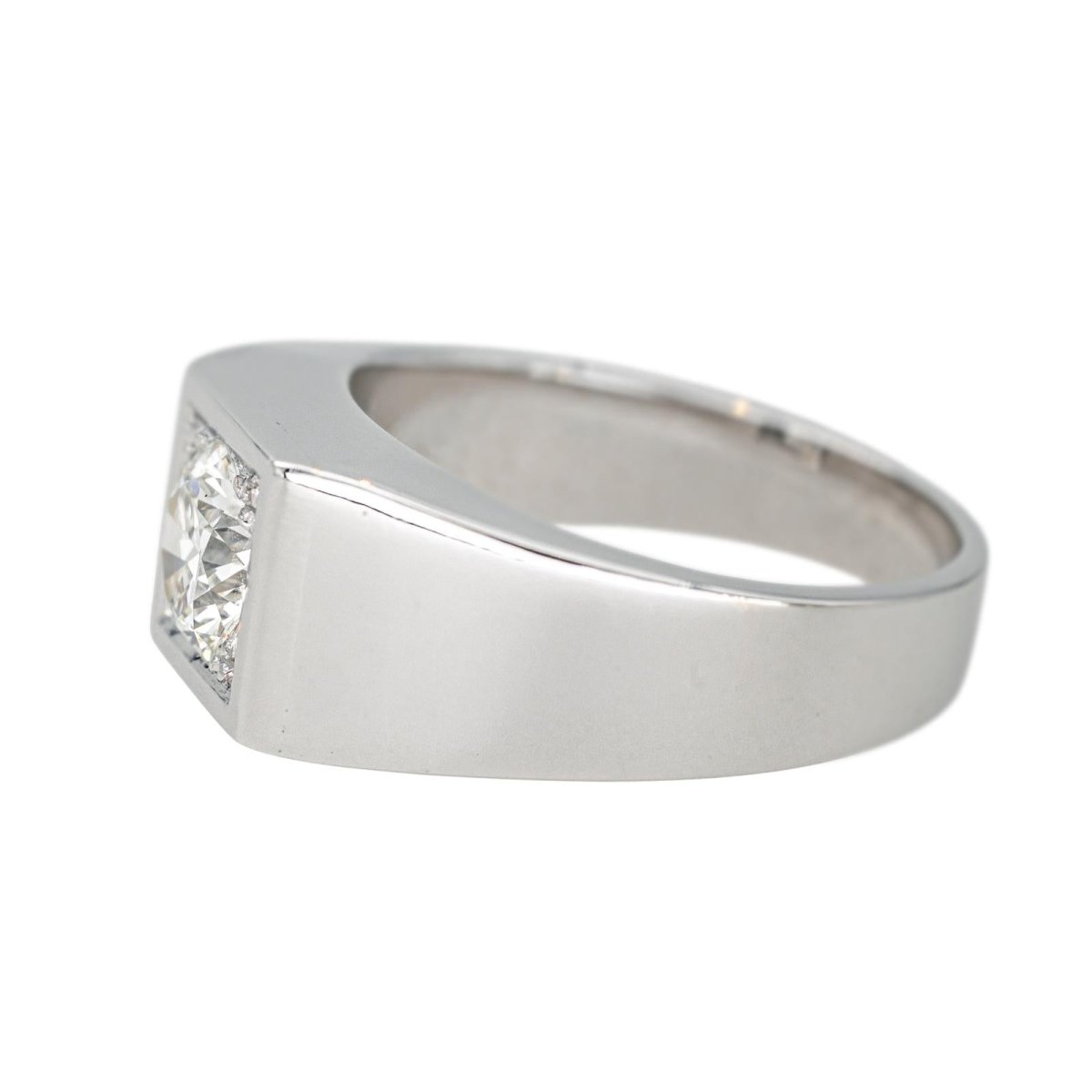 Bague Chevalière en or blanc et diamant - Castafiore
