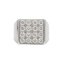 Bague Chevalière en or blanc et diamants - Castafiore