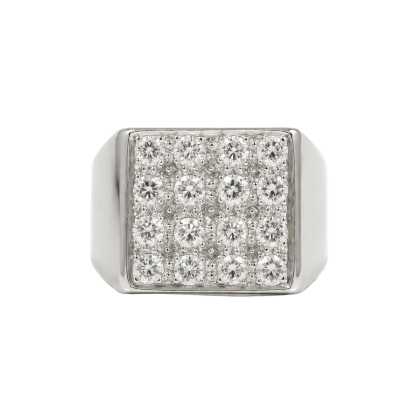 Bague Chevalière en or blanc et diamants - Castafiore