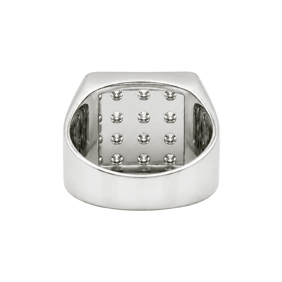 Bague Chevalière en or blanc et diamants - Castafiore