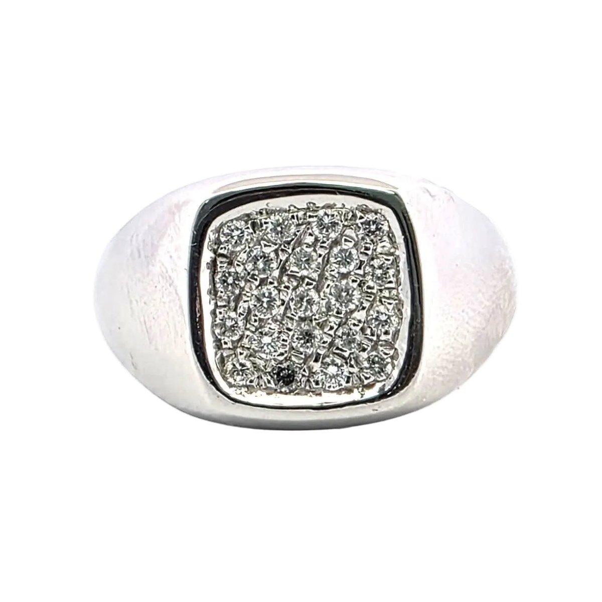 Bague Chevalière en or blanc et diamants - Castafiore
