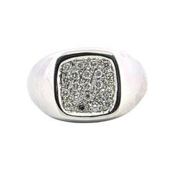 Bague Chevalière en or blanc et diamants - Castafiore