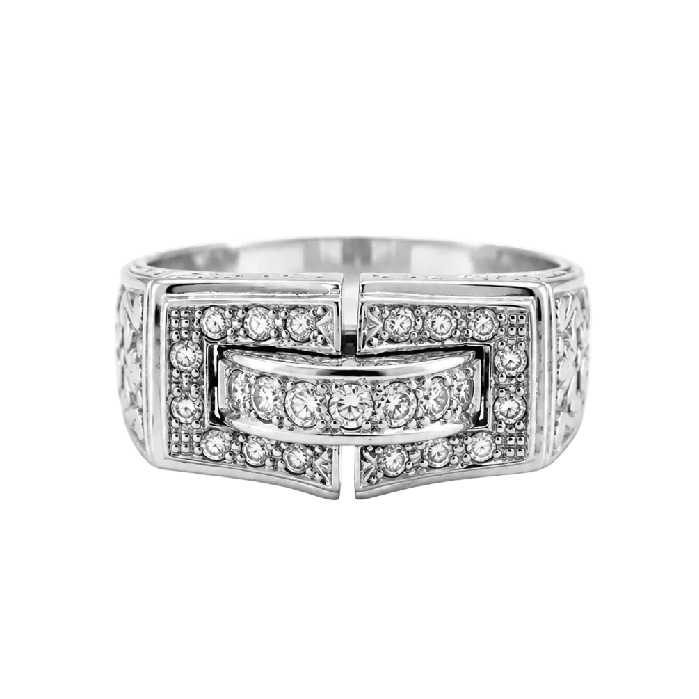 Bague Chevalière en or blanc et diamants - Castafiore