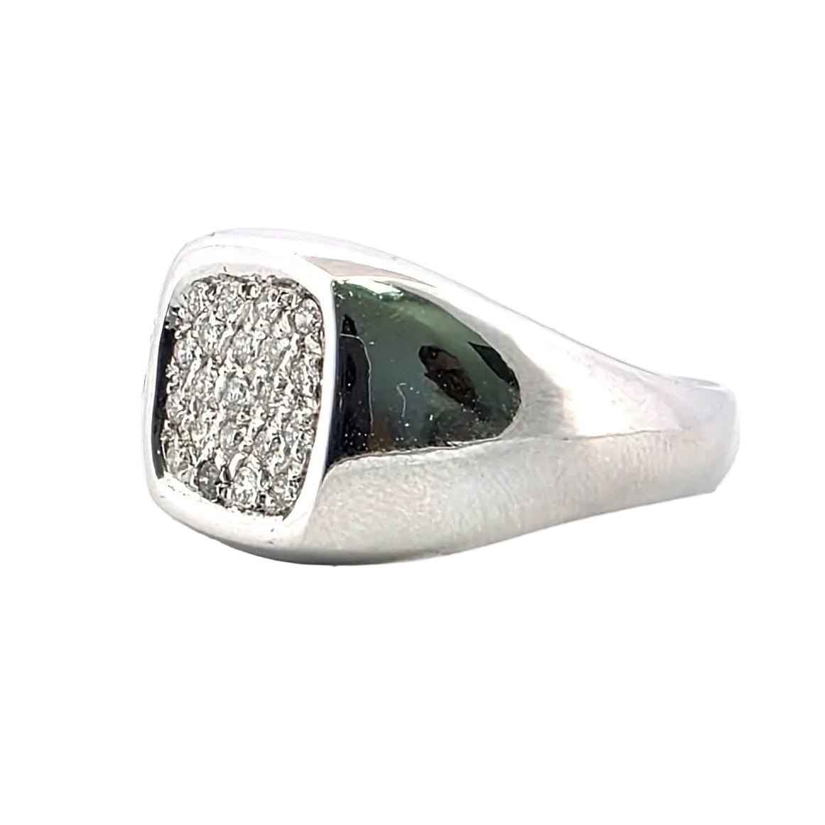 Bague Chevalière en or blanc et diamants - Castafiore