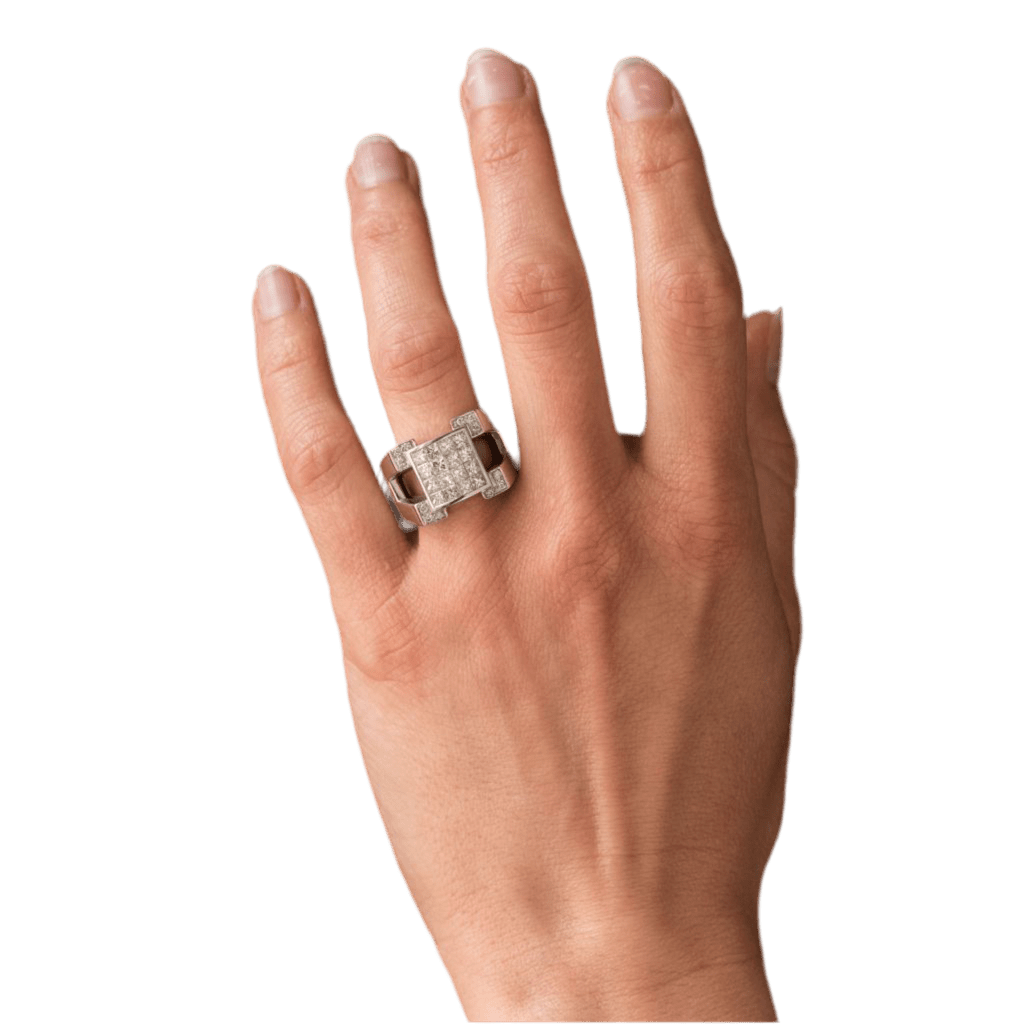 Bague Chevalière en or blanc et diamants - Castafiore