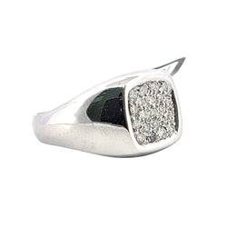 Bague Chevalière en or blanc et diamants - Castafiore