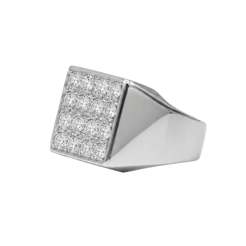 Bague Chevalière en or blanc et diamants - Castafiore