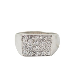 Bague Chevalière en or blanc et diamants - Castafiore