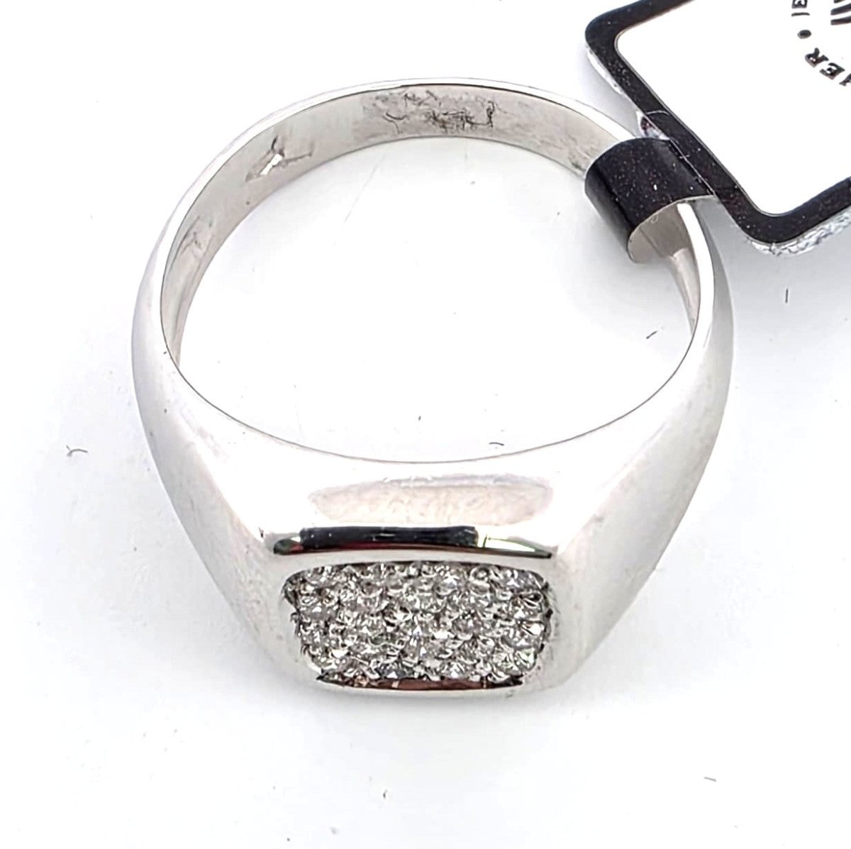 Bague Chevalière en or blanc et diamants - Castafiore
