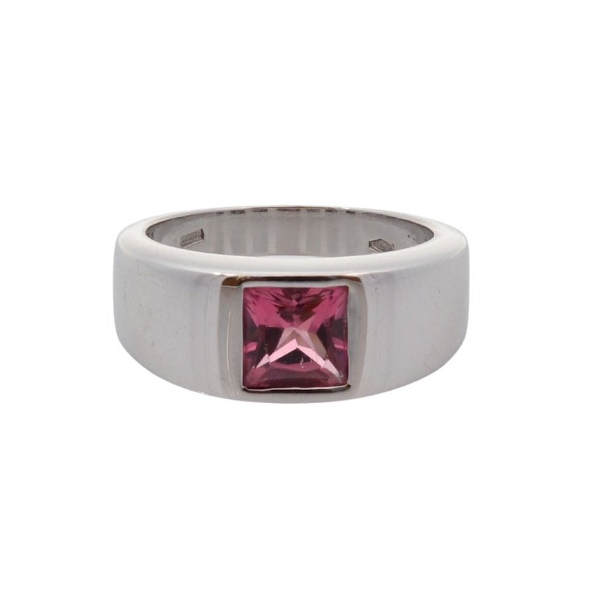 Bague Chevalière en or blanc et tourmaline - Castafiore