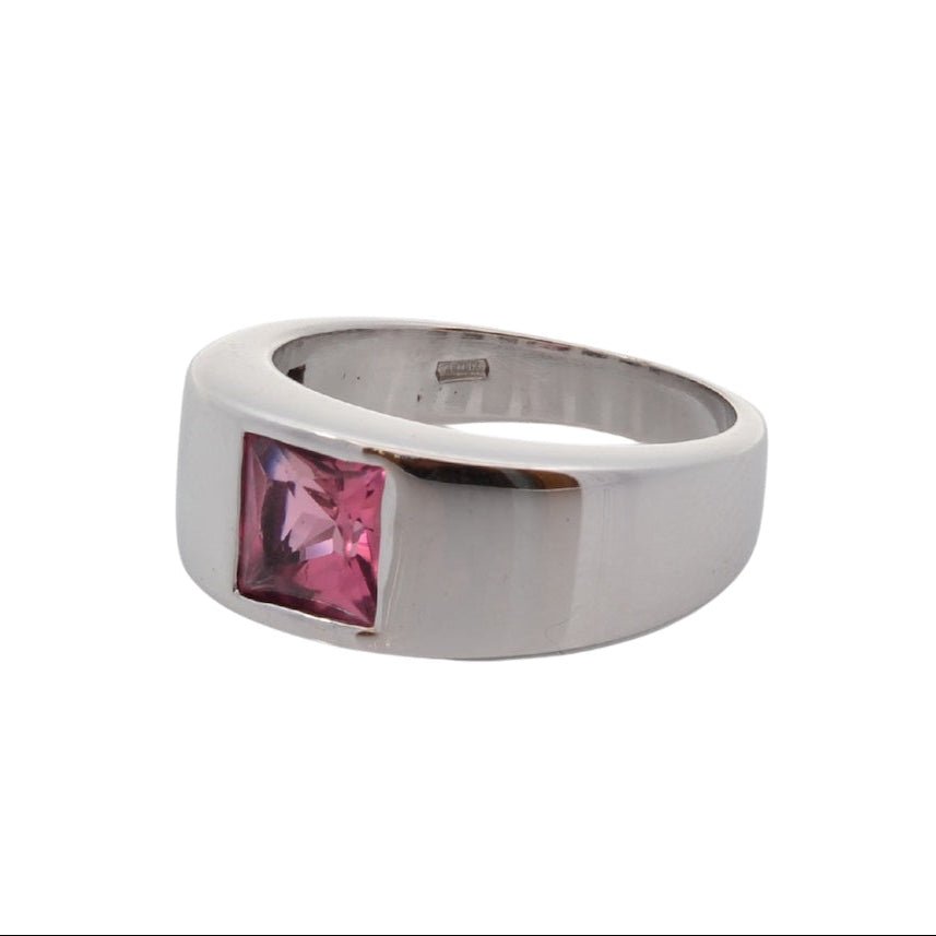 Bague Chevalière en or blanc et tourmaline - Castafiore