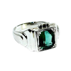 Bague Chevalière en or blanc et tourmaline - Castafiore