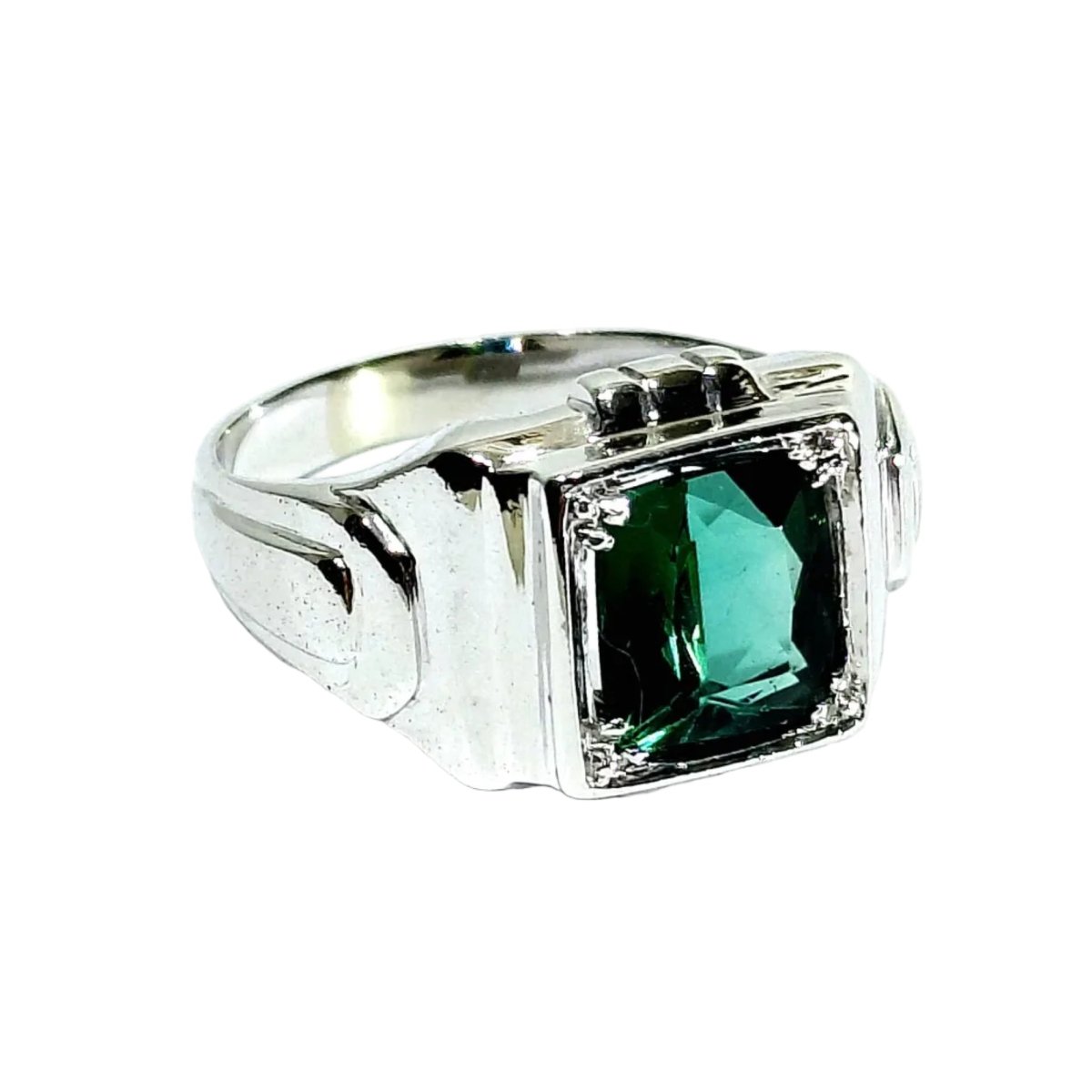 Bague Chevalière en or blanc et tourmaline - Castafiore