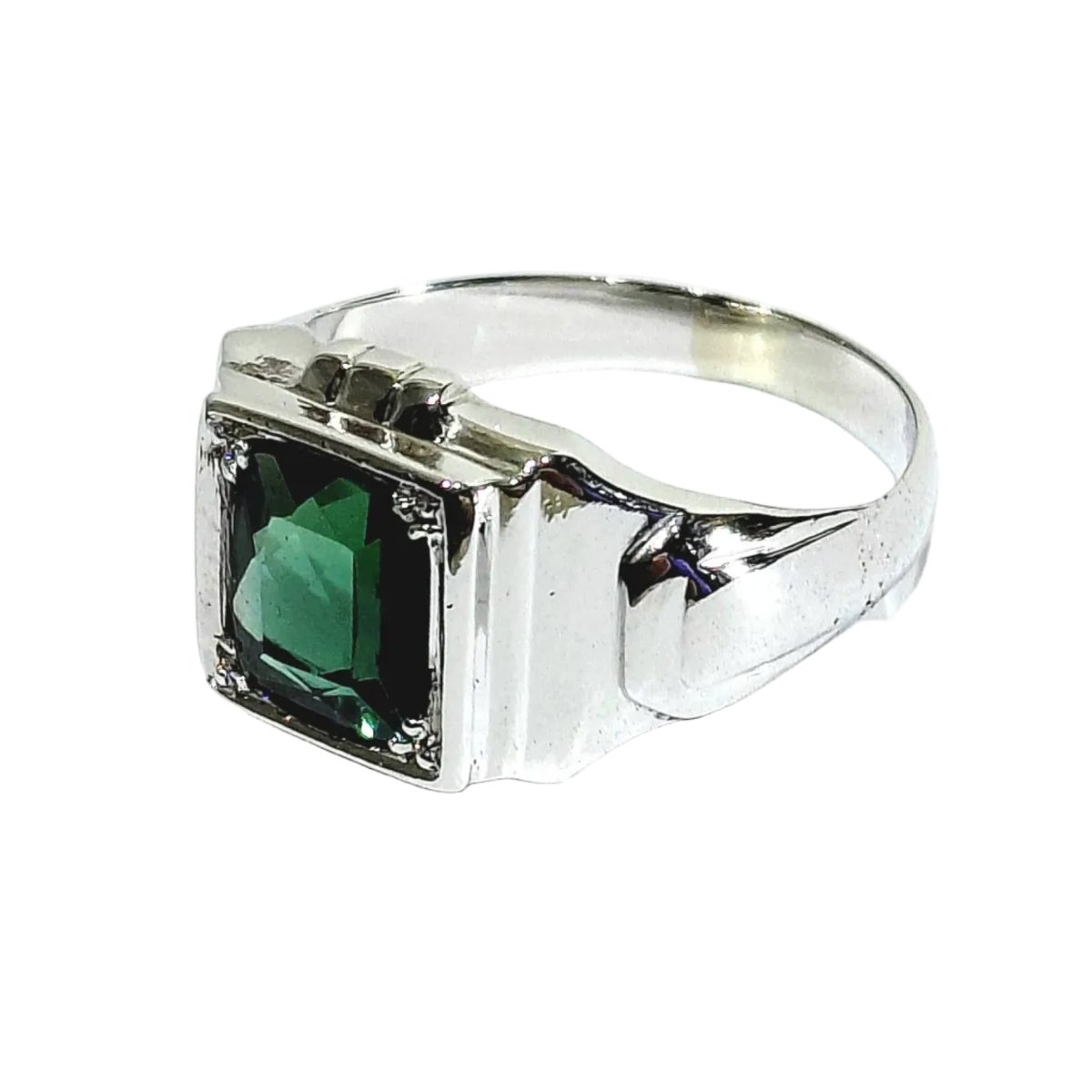 Bague Chevalière en or blanc et tourmaline - Castafiore