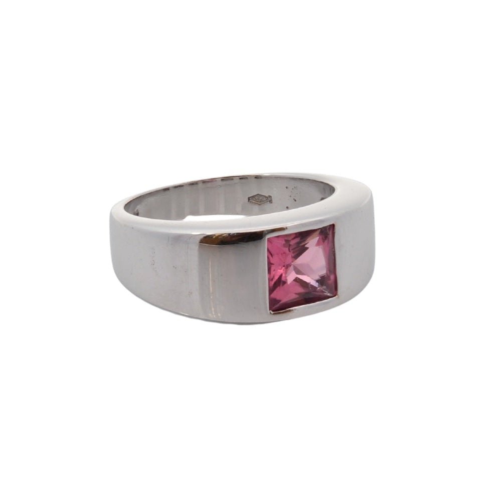 Bague Chevalière en or blanc et tourmaline - Castafiore