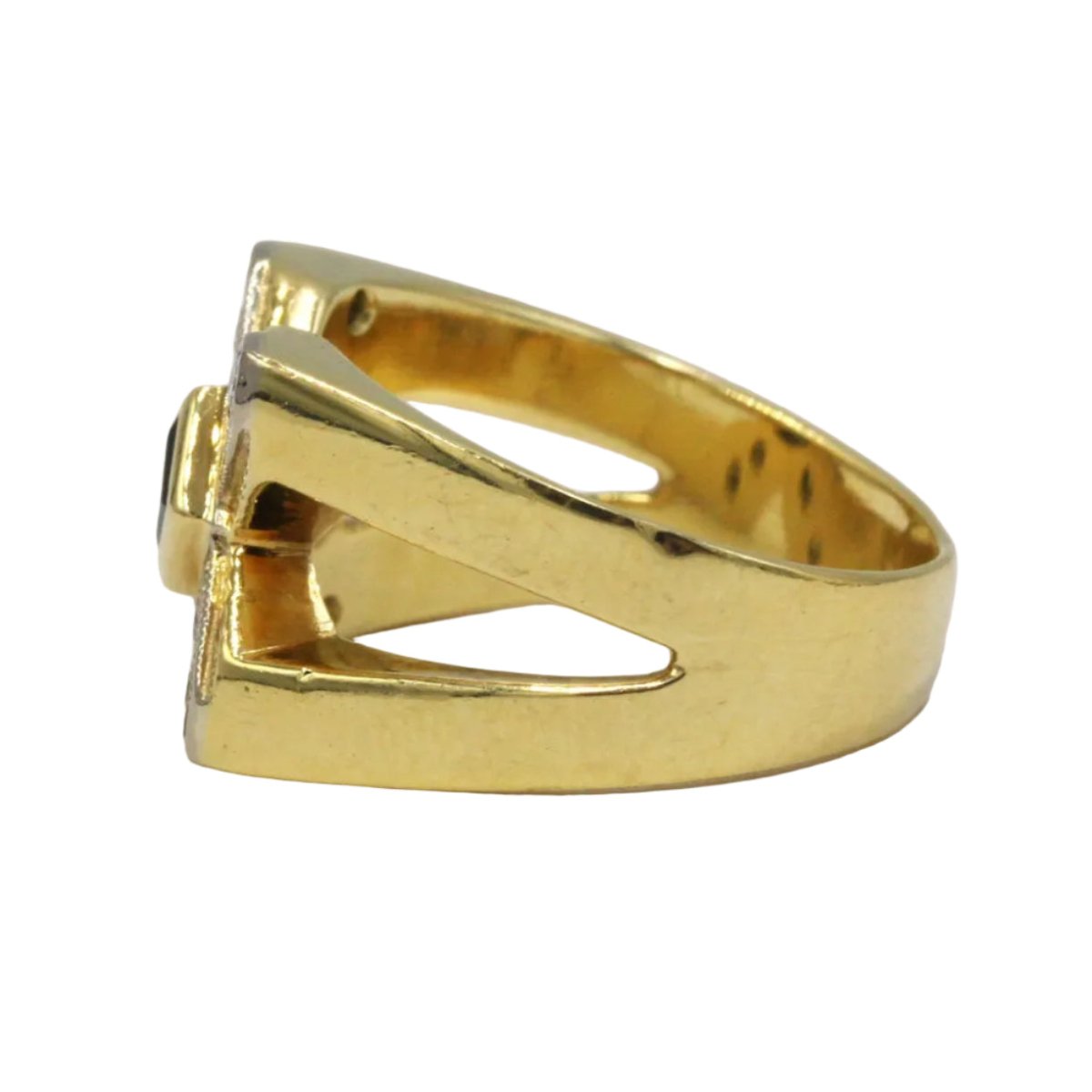 Bague Chevalière en or blanc, or jaune, saphir et diamants - Castafiore