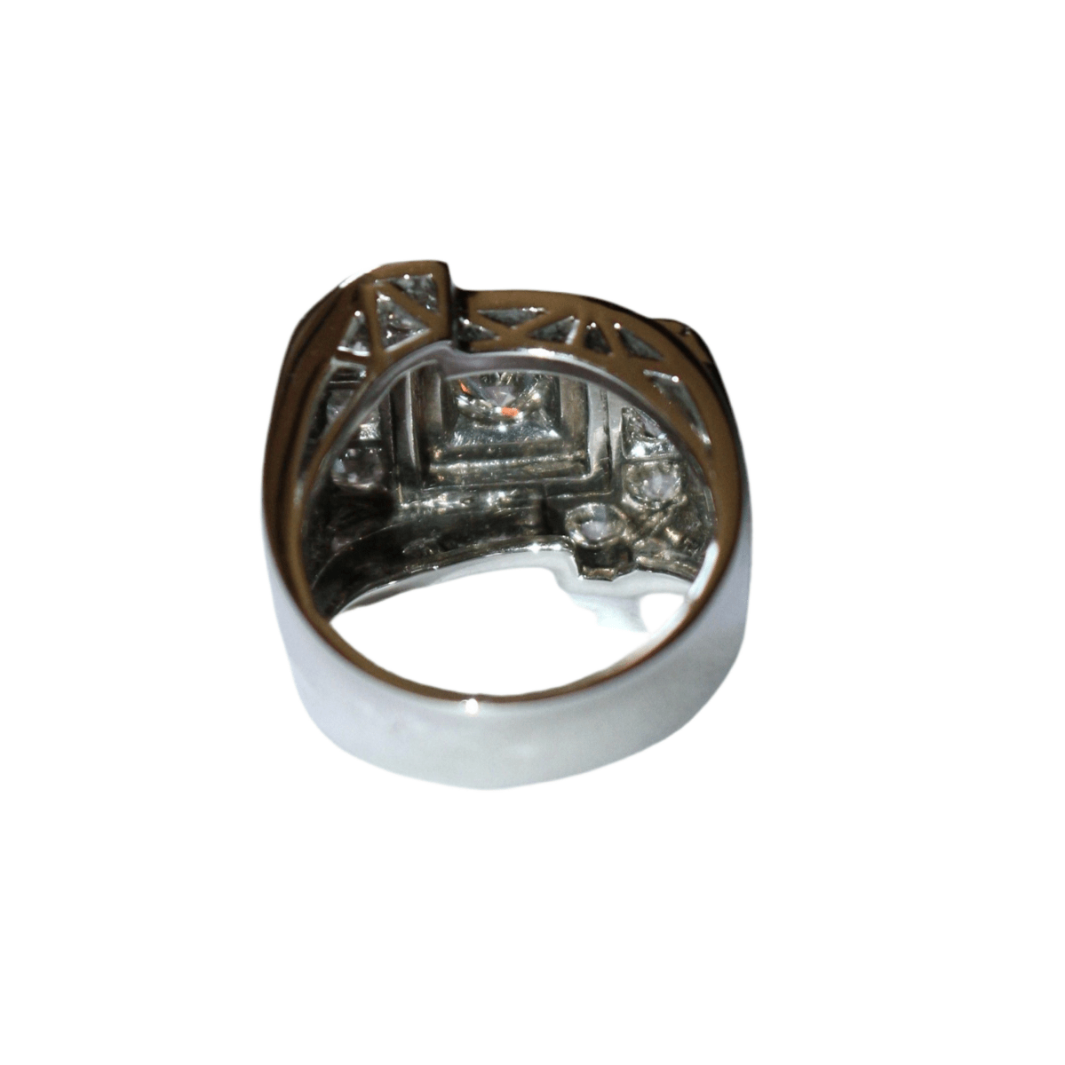 Bague Chevalière en or blanc, platine et diamants - Castafiore