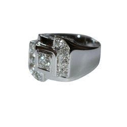 Bague Chevalière en or blanc, platine et diamants - Castafiore