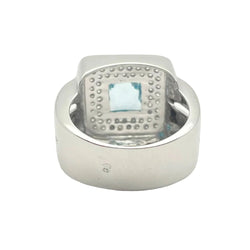 Bague Chevalière en or blanc, topaze et diamants - Castafiore