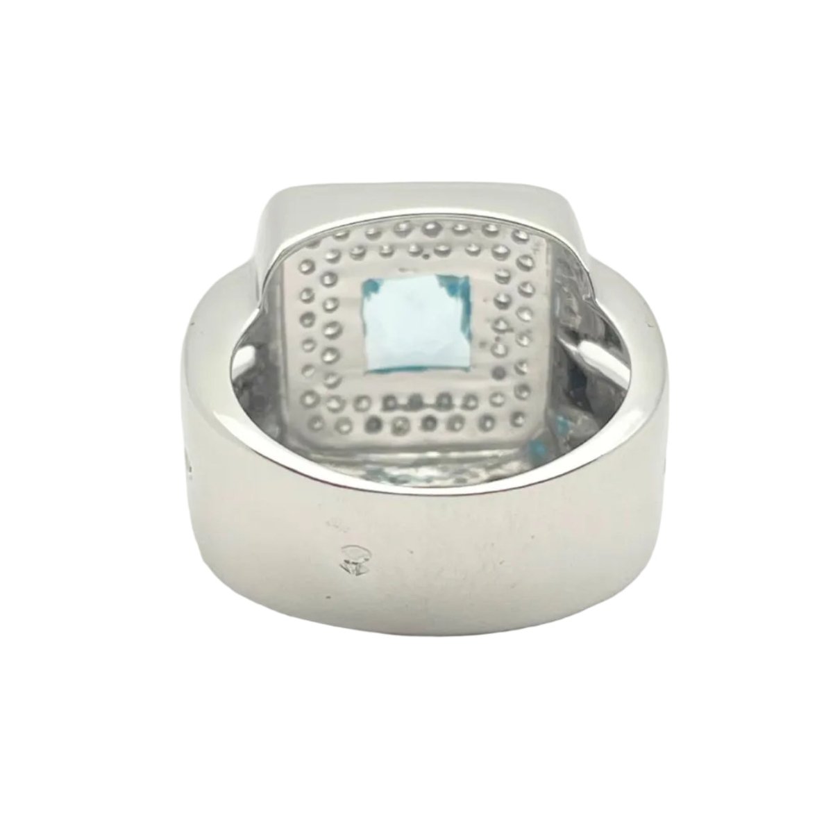 Bague Chevalière en or blanc, topaze et diamants - Castafiore
