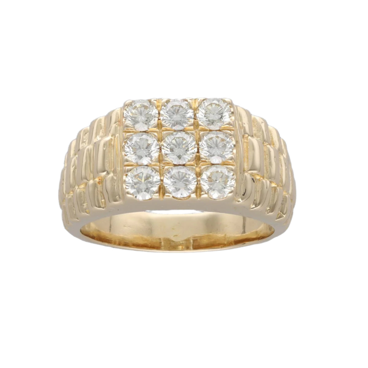 Bague Chevalière en or jaune 18k avec 1,00 Ct de diamants brillants. Taille 59 - Castafiore