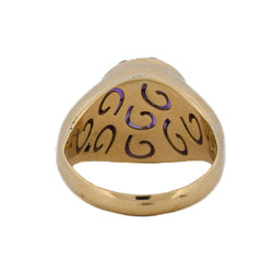 Bague Chevalière en or jaune, améthyste et diamant - Castafiore