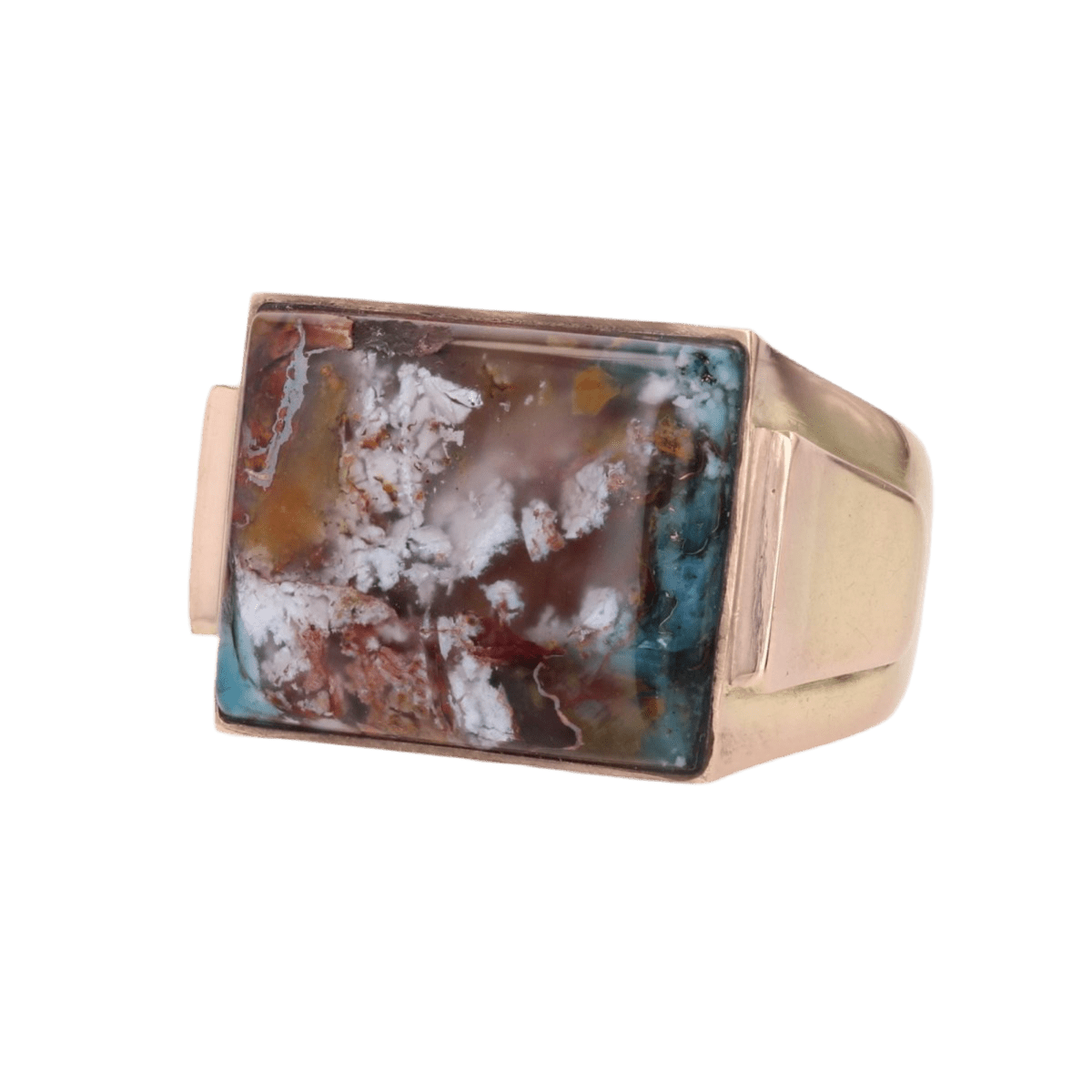 Bague Chevalière en or jaune et agate - Castafiore