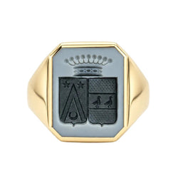 Bague Chevalière en or jaune et agate - Castafiore