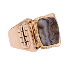 Bague Chevalière en or jaune et agate - Castafiore